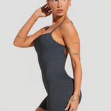 Macaquinho fitness feminino com alças reguláveis soul mescla