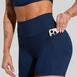 Short fitness feminino com bolsos soul azul