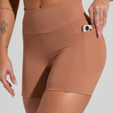 Short fitness feminino com bolsos soul azul