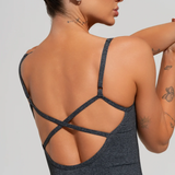 Macaquinho fitness feminino com alças reguláveis soul mescla