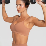 Top fitness feminino com alças finas reguláveis soul caramelo