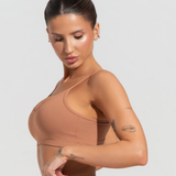 Top fitness feminino com alças finas reguláveis soul caramelo