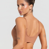 Top fitness feminino com alças finas reguláveis soul caramelo