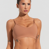 Top fitness feminino com alças finas reguláveis soul caramelo